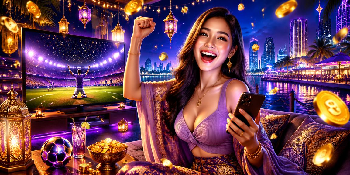 Suasana malam penuh lampu neon menggambarkan atmosfer taruhan modern dan pembayaran digital