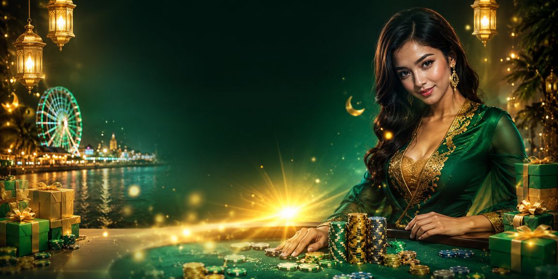 Suasana pantai dengan layar besar menampilkan berbagai pilihan taruhan casino dan olahraga